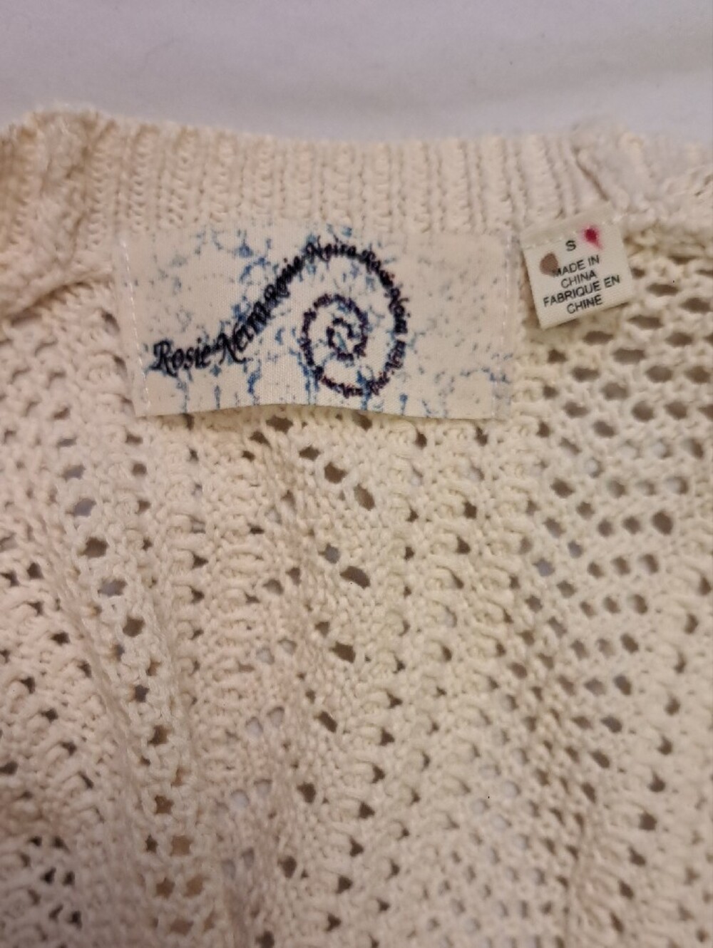 Anthropologie Rosie Niera Ivory Open-Front Open-Knit Cardigan Indie Boho Size S - Picture 2 of 11